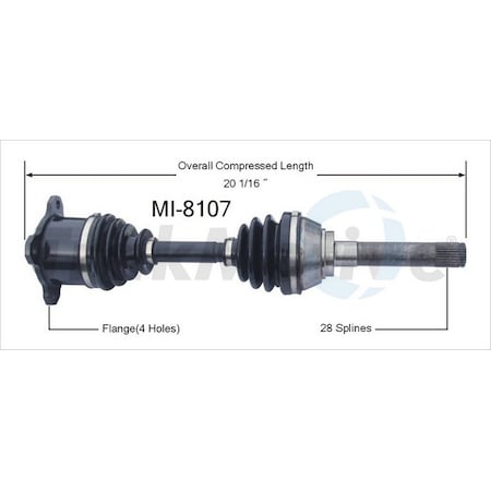 Surtrack Axle Cv Axle Shaft, Mi-8107 MI-8107